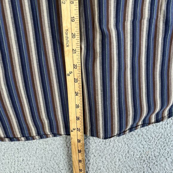 Robert Graham Shirt Mens L Gray Blue Striped Button Long Sleeve Flip Cuff Pocket - Picture 10 of 11